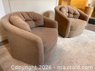MaxSold Auction: Set of Two Swivel Brown Mushroom Chairs  - Toronto (Ontario, Canada) SELLER MANAGED Downsizing Online Auction - Bright Street