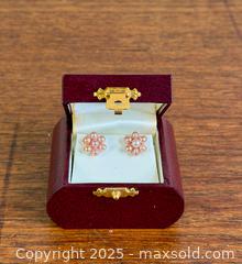 MaxSold Auction: Stunning, Pink Cultured Pearl &#39;Flower&#39; Earrings - 14k Gold  - Hamilton (Ontario, Canada) SELLER MANAGED Estate Sale Online Auction - Gertrude Street