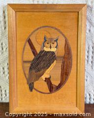 MaxSold Auction: Vintage Hudson River Inlay, Wood Owl on Branch Night Framed Signed Jeff Nelson - Hamilton (Ontario, Canada) SELLER MANAGED Estate Sale Online Auction - Gertrude Street