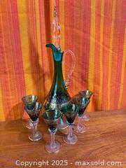MaxSold Auction: Vtg. Empoli Green /Gold Decanter Set - Hamilton (Ontario, Canada) SELLER MANAGED Estate Sale Online Auction - Gertrude Street