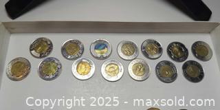 MaxSold Auction: 29 Canadian Loonies & Toonies – Mixed Commemorative Emblems  - Toronto (Ontario, Canada) SELLER MANAGED Moving Online Auction - 1/2  Wellesley Street East