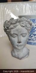 MaxSold Auction: Blue & White Ceramic Planter with Classical concrete Style Bust Cachepot - Toronto (Ontario, Canada) SELLER MANAGED Moving Online Auction - 1/2  Wellesley Street East