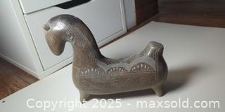 MaxSold Auction: Carved Stone Horse Sculpture with Incised Geometric Decoration  - Toronto (Ontario, Canada) SELLER MANAGED Moving Online Auction - 1/2  Wellesley Street East