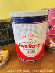 MaxSold Auction: Collection of Vintage Five Roses Flour & Assorted Decorative Tin Containers - Toronto (Ontario, Canada) SELLER MANAGED Moving Online Auction - 1/2  Wellesley Street East