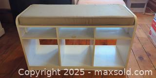 MaxSold Auction: Cubby Storage Bench With Cushion  - Toronto (Ontario, Canada) SELLER MANAGED Moving Online Auction - 1/2  Wellesley Street East