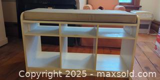 MaxSold Auction: Cubby Storage Bench With Cushion  - Toronto (Ontario, Canada) SELLER MANAGED Moving Online Auction - 1/2  Wellesley Street East