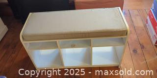 MaxSold Auction: Cubby Storage Bench With Cushion  - Toronto (Ontario, Canada) SELLER MANAGED Moving Online Auction - 1/2  Wellesley Street East