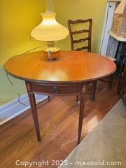 MaxSold Auction: Demi-Lune (Half-Moon) Wooden Side Table with Drawer  - Toronto (Ontario, Canada) SELLER MANAGED Moving Online Auction - 1/2  Wellesley Street East