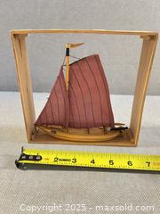 MaxSold Auction: Framed Model Fishing Boat “Vissersboot” – Hoogaars Type (Dutch), with Description Plaque  - Toronto (Ontario, Canada) SELLER MANAGED Moving Online Auction - 1/2  Wellesley Street East