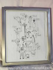 MaxSold Auction: Framed Satirical Cartoon Drawing – Corporate & Social Commentary (Mid-Late 20th Century)  - Toronto (Ontario, Canada) SELLER MANAGED Moving Online Auction - 1/2  Wellesley Street East