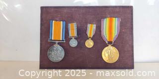 MaxSold Auction: Framed Set of Four British WWI Military Service Medals Including Victory Medal  - Toronto (Ontario, Canada) SELLER MANAGED Moving Online Auction - 1/2  Wellesley Street East