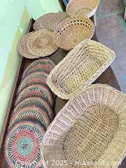 MaxSold Auction: Group of Woven Baskets & Braided Mats – Natural Wicker & Handwoven Textures - Toronto (Ontario, Canada) SELLER MANAGED Moving Online Auction - 1/2  Wellesley Street East