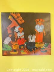 MaxSold Auction: Guatemalan Folk Art Painting “Mercado de Noche, Cristóbal Cholotío” with Original Spanish  - Toronto (Ontario, Canada) SELLER MANAGED Moving Online Auction - 1/2  Wellesley Street East