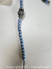 MaxSold Auction: Handcrafted Blue Glass & Silver Bead Necklace with Matching Earrings – African-Inspired De - Toronto (Ontario, Canada) SELLER MANAGED Moving Online Auction - 1/2  Wellesley Street East