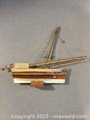 MaxSold Auction: Handcrafted Wooden Sailboat Model with Rigging – Named “PATE”  - Toronto (Ontario, Canada) SELLER MANAGED Moving Online Auction - 1/2  Wellesley Street East