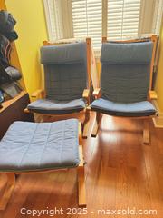 MaxSold Auction: IKEA Bentwood Lounge Chairs with Cushions & Matching Ottoman (3-Piece Set) - Toronto (Ontario, Canada) SELLER MANAGED Moving Online Auction - 1/2  Wellesley Street East