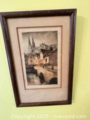 MaxSold Auction: Lucy Garnot – “Chartres, La Rue du Bourg” French Etching - Toronto (Ontario, Canada) SELLER MANAGED Moving Online Auction - 1/2  Wellesley Street East