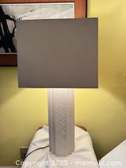 MaxSold Auction: Modern Table Lamp with Geometric Column Base and Rectangular Shade - Toronto (Ontario, Canada) SELLER MANAGED Moving Online Auction - 1/2  Wellesley Street East