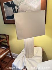 MaxSold Auction: Modern Table Lamp with Geometric Column Base and Rectangular Shade - Toronto (Ontario, Canada) SELLER MANAGED Moving Online Auction - 1/2  Wellesley Street East