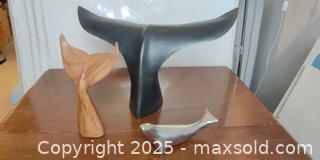 MaxSold Auction: Modern Whale Tail Sculptures & Coastal Decor Accents – Mixed Materials (3-Piece Lot) - Toronto (Ontario, Canada) SELLER MANAGED Moving Online Auction - 1/2  Wellesley Street East