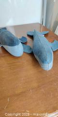 MaxSold Auction: Pair of Denim Blue Whale Plush Toys – “Blue Whale I” by For Small Planet (21”)  - Toronto (Ontario, Canada) SELLER MANAGED Moving Online Auction - 1/2  Wellesley Street East