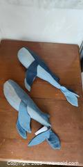 MaxSold Auction: Pair of Denim Blue Whale Plush Toys – “Blue Whale I” by For Small Planet (21”)  - Toronto (Ontario, Canada) SELLER MANAGED Moving Online Auction - 1/2  Wellesley Street East