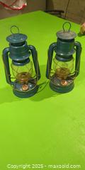 MaxSold Auction: Pair of Dietz Blue Metal Kerosene Lanterns with Glass Globes - Toronto (Ontario, Canada) SELLER MANAGED Moving Online Auction - 1/2  Wellesley Street East