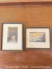 MaxSold Auction: Pair of Framed Hand-Colored Etchings – Venice Bridge Scene & Coastal Seascape  - Toronto (Ontario, Canada) SELLER MANAGED Moving Online Auction - 1/2  Wellesley Street East