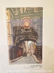 MaxSold Auction: Pair of Framed Hand-Colored Etchings – Venice Bridge Scene & Coastal Seascape  - Toronto (Ontario, Canada) SELLER MANAGED Moving Online Auction - 1/2  Wellesley Street East