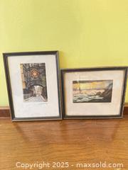 MaxSold Auction: Pair of Framed Hand-Colored Etchings – Venice Bridge Scene & Coastal Seascape  - Toronto (Ontario, Canada) SELLER MANAGED Moving Online Auction - 1/2  Wellesley Street East