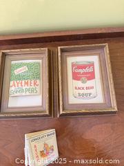 MaxSold Auction: Pair of Framed Vintage Food Labels – Aylmer Green Peas Can Label & Campbell’s Soup Print  - Toronto (Ontario, Canada) SELLER MANAGED Moving Online Auction - 1/2  Wellesley Street East