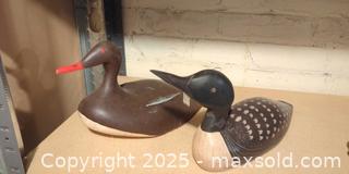 MaxSold Auction: Pair of Hand-Carved Wooden Duck Decoys – Signed “RB” - Toronto (Ontario, Canada) SELLER MANAGED Moving Online Auction - 1/2  Wellesley Street East
