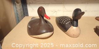 MaxSold Auction: Pair of Hand-Carved Wooden Duck Decoys – Signed “RB” - Toronto (Ontario, Canada) SELLER MANAGED Moving Online Auction - 1/2  Wellesley Street East