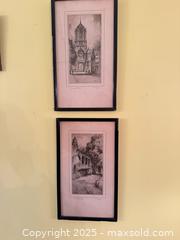 MaxSold Auction: Pair of Signed Architectural Etchings by F. Robson – “George Cliff, Warwick” – Framed  - Toronto (Ontario, Canada) SELLER MANAGED Moving Online Auction - 1/2  Wellesley Street East
