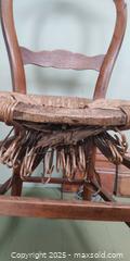 MaxSold Auction: Pair of Vintage Balloon Back Wooden Chairs with Rush Seats – One Damaged - Toronto (Ontario, Canada) SELLER MANAGED Moving Online Auction - 1/2  Wellesley Street East