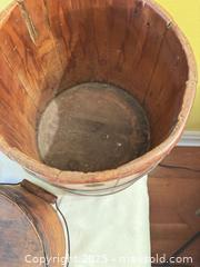MaxSold Auction: Pair of Vintage Wooden Buckets / Pails with Metal Bands – Rustic Farmhouse Decor - Toronto (Ontario, Canada) SELLER MANAGED Moving Online Auction - 1/2  Wellesley Street East