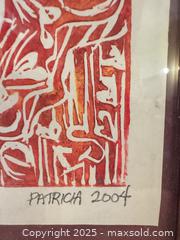 MaxSold Auction: Patricia – Abstract Red Relief Print, Signed & Dated 2004 (Framed) - Toronto (Ontario, Canada) SELLER MANAGED Moving Online Auction - 1/2  Wellesley Street East