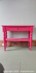 MaxSold Auction: Pink Wooden Accent Table with Drawer and Shelf - Toronto (Ontario, Canada) SELLER MANAGED Moving Online Auction - 1/2  Wellesley Street East