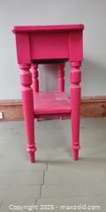 MaxSold Auction: Pink Wooden Accent Table with Drawer and Shelf - Toronto (Ontario, Canada) SELLER MANAGED Moving Online Auction - 1/2  Wellesley Street East