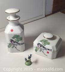 MaxSold Auction: Porcelaine de Paris Bird Motif Vanity Bottle & Covered Jar with Miniature Figurine - Toronto (Ontario, Canada) SELLER MANAGED Moving Online Auction - 1/2  Wellesley Street East