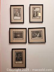 MaxSold Auction: Set of Five Vintage Framed Engravings – 19th-Century Style Scenes - Toronto (Ontario, Canada) SELLER MANAGED Moving Online Auction - 1/2  Wellesley Street East