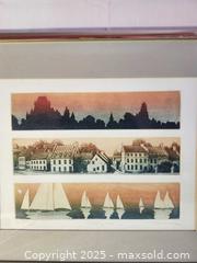 MaxSold Auction: Signed Artist’s Proof Colour Print with Sailboats & Village Scenes — Framed - Toronto (Ontario, Canada) SELLER MANAGED Moving Online Auction - 1/2  Wellesley Street East