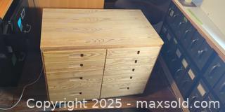MaxSold Auction: Solid Wood 9-Drawer Storage Cabinet on Casters – Versatile Workshop / Office Organizer  - Toronto (Ontario, Canada) SELLER MANAGED Moving Online Auction - 1/2  Wellesley Street East
