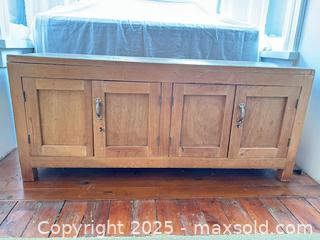 MaxSold Auction: Solid Wood Storage Cabinet / Sideboard with Four Doors, Key & Metal Handles - Toronto (Ontario, Canada) SELLER MANAGED Moving Online Auction - 1/2  Wellesley Street East
