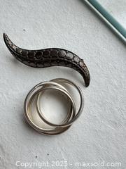 MaxSold Auction: Sterling Silver 925 Three-Strand Ring & Sculptural Brooch – Modernist Style  - Toronto (Ontario, Canada) SELLER MANAGED Moving Online Auction - 1/2  Wellesley Street East