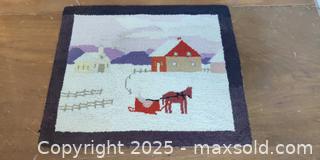 MaxSold Auction: Three Decorative Textile Pieces Including Embroidered Pillow & Hand-Hooked Folk Ma - Toronto (Ontario, Canada) SELLER MANAGED Moving Online Auction - 1/2  Wellesley Street East