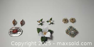 MaxSold Auction: Three Vintage Costume Jewelry Sets – Floral, Rhinestone & Cabochon Designs - Toronto (Ontario, Canada) SELLER MANAGED Moving Online Auction - 1/2  Wellesley Street East