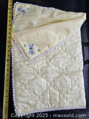 MaxSold Auction: Vintage Baby Linens Lot – Embroidered Goose & Bunny Pieces, Bib, Blanket & Ribbon - Toronto (Ontario, Canada) SELLER MANAGED Moving Online Auction - 1/2  Wellesley Street East