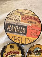 MaxSold Auction: Vintage Ceramic Wine Label–Style Coasters with Holder – Set - Toronto (Ontario, Canada) SELLER MANAGED Moving Online Auction - 1/2  Wellesley Street East
