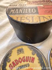 MaxSold Auction: Vintage Ceramic Wine Label–Style Coasters with Holder – Set - Toronto (Ontario, Canada) SELLER MANAGED Moving Online Auction - 1/2  Wellesley Street East